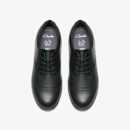 Kids Finja Brogue Youth Black Leather