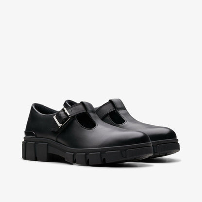 Kids Evyn Bar Youth Black Leather