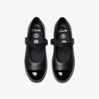 Kids Finja Gem Older Black Leather
