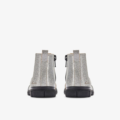 Kids Evyn Chelsea Toddler Silver Patent
