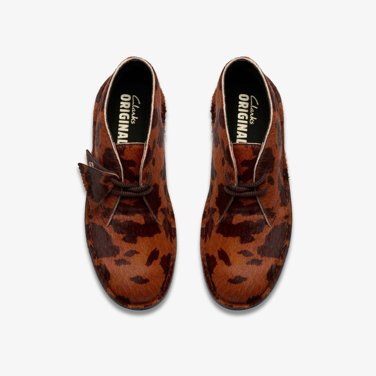 Women Desert Boot. Brown Cow Print