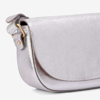 Women Baguette Dress Silver Leather