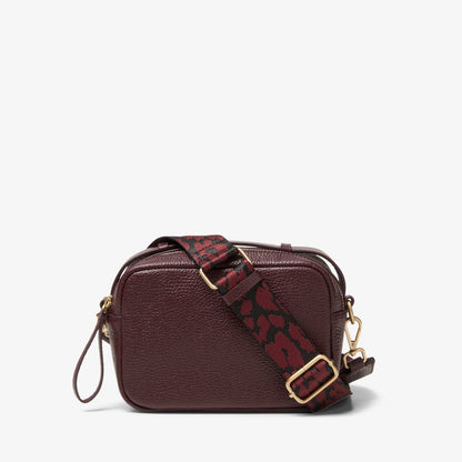 Women Camera Cross Burgundy Leather