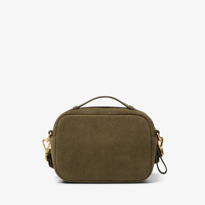 Women Camera Cross Olive Suede