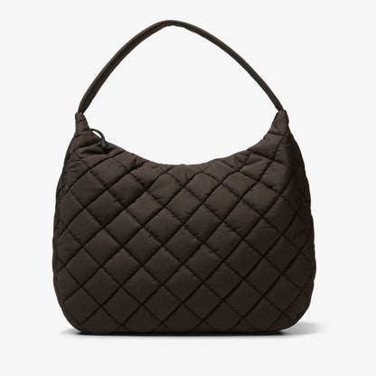 Women Quilted Tote Dark Brown