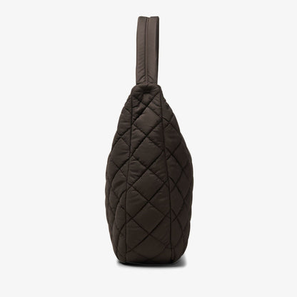 Women Quilted Tote Dark Brown