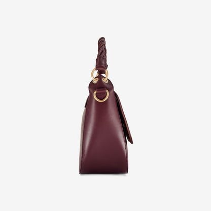 Women Twist Midi Burgundy Leather